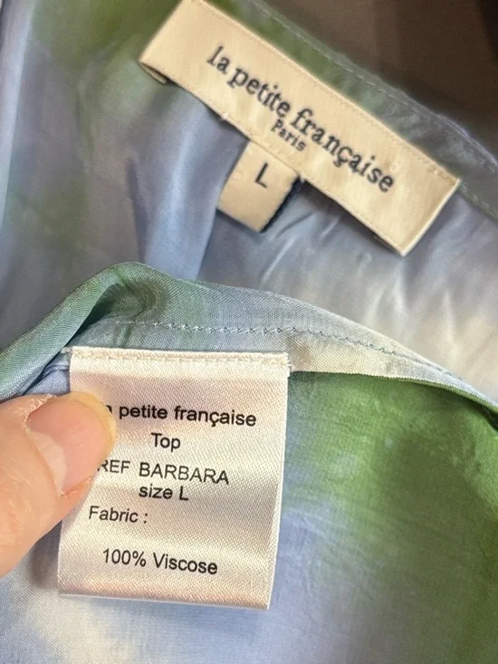 La Petite Francaise Barbara Tie Dye Tunic Braided V Neck Green Size Large - Picture 13 of 14